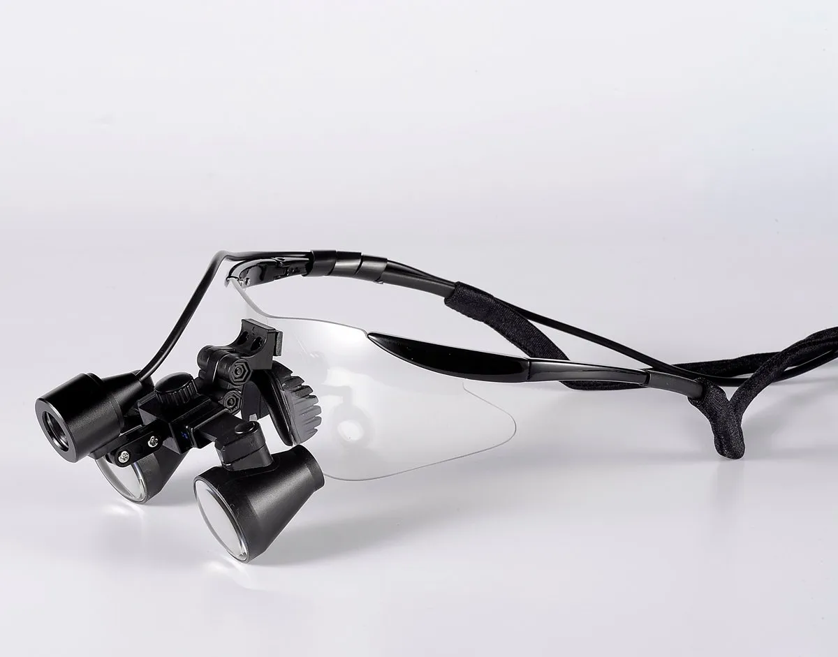 (2.5X,3X,3.5X Optional) Black Frame Binocular Dental Loupes Surgical Loupes & High Brightness Headlight (Working Distance :(360-460 mm) R, Magnification:3.5X)