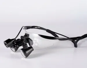 (2.5X,3X,3.5X Optional) Black Frame Binocular Dental Loupes Surgical Loupes & High Brightness Headlight (Working Distance :(360-460 mm) R, Magnification:3.5X)