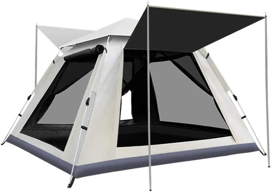 3-4 Person 60 Sec Setup Family Camping Tent Waterproof & Windproof Tent with Top Rainfly, Instant Cabin Tent for Camping Hiking Mountaineering (Brown