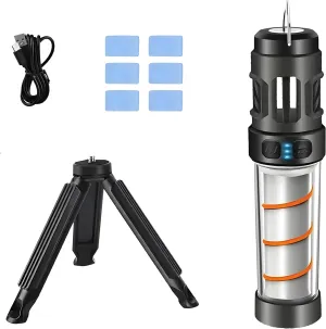 3-in-1 Buzz Defense Portable Flashlight Camping Lantern Lights with Magnetic Base,IPX6 Waterproof, Dual Color Light Modes & Heating Function for Outdoor Hiking/Camping