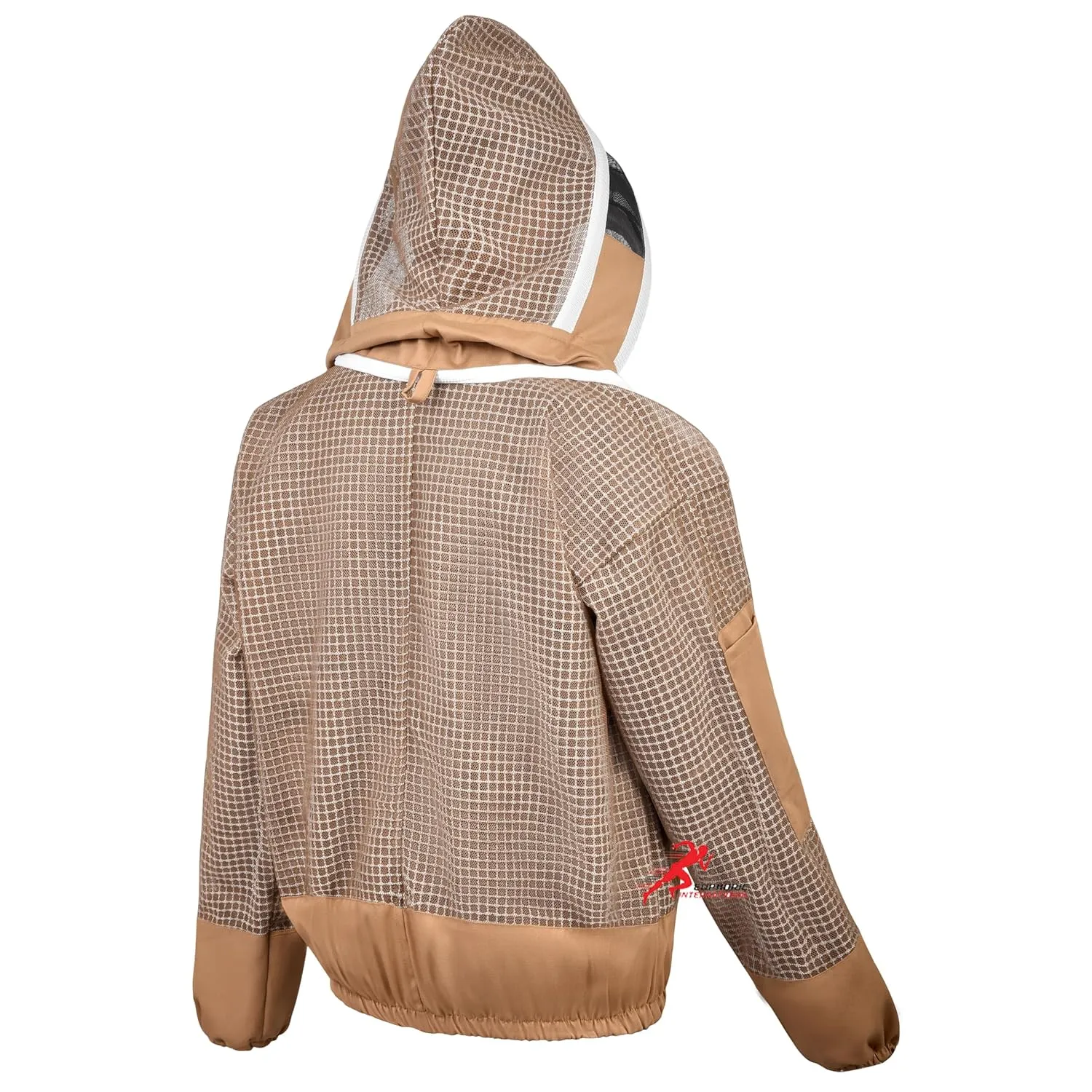 3 Layer Bee Jacket with Fencing Veil and One Pair of Gloves Beekeeping Jacket for Beginer and Professional Fully Protective Jacket Sting Proof Bee Jacket Ventilated Beekeeper Jacket (Khaki, Medium)
