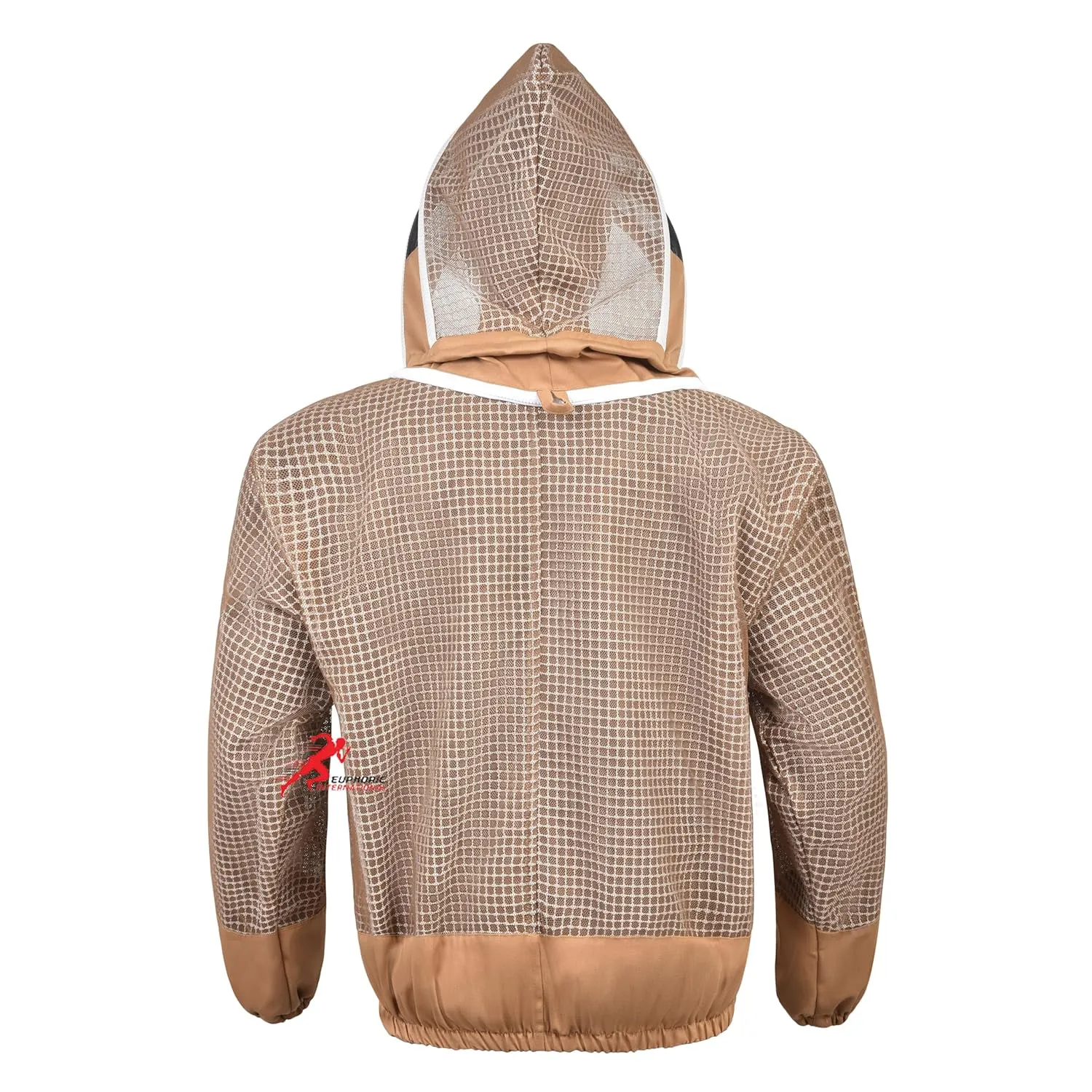 3 Layer Bee Jacket with Fencing Veil and One Pair of Gloves Beekeeping Jacket for Beginer and Professional Fully Protective Jacket Sting Proof Bee Jacket Ventilated Beekeeper Jacket (Khaki, Medium)