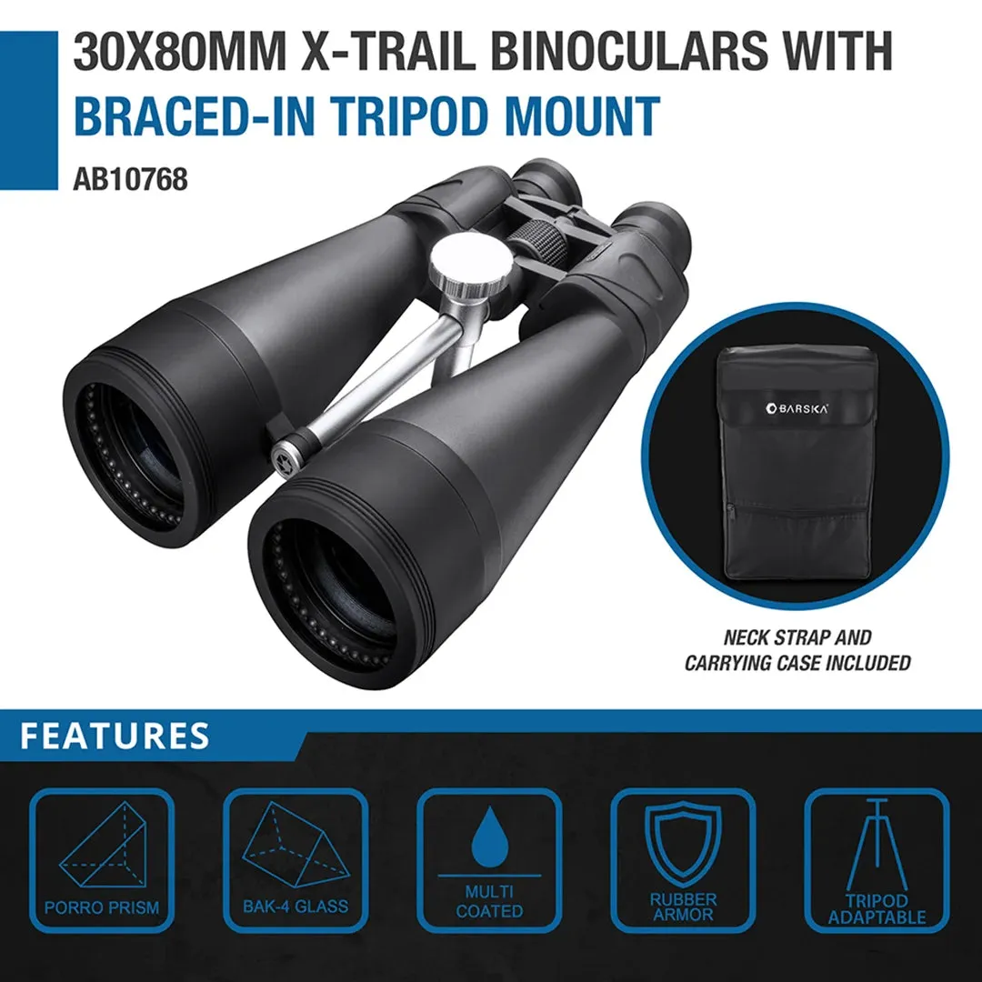 30x80mm X-Trail Binoculars with Braced-In Tripod Mount | AB10768