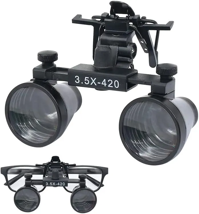 3.5X Loupes Binocular Magnifying Glass Working Distance 320-420mm Magnifier Angle Adjustable with Clip