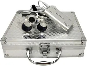 3.5X420mm Binocular Loupes Optical Glass Loupe with LED Head Light Lamp Medical Binocular Loupes Aluminum Box (Silver)