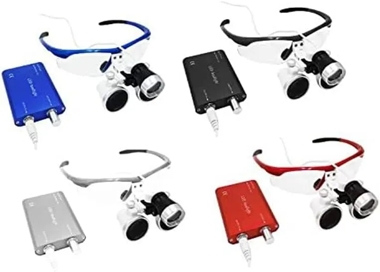 3.5X420mm Binocular Loupes Optical Glass Loupe with LED Head Light Lamp Medical Binocular Loupes Aluminum Box (Silver)