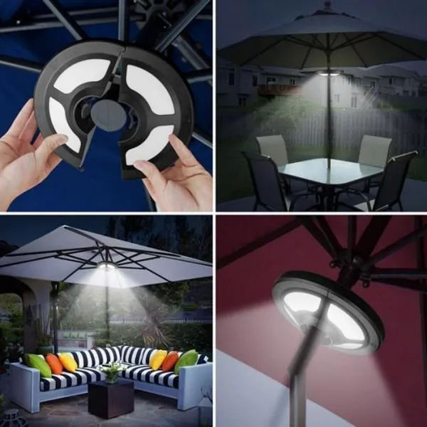 36 LED 2 Brightness Mode Battery-Operated / USB Charge Cordless Patio Umbrella Pole Light  Camping Tent Lamp