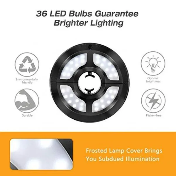 36 LED 2 Brightness Mode Battery-Operated / USB Charge Cordless Patio Umbrella Pole Light  Camping Tent Lamp