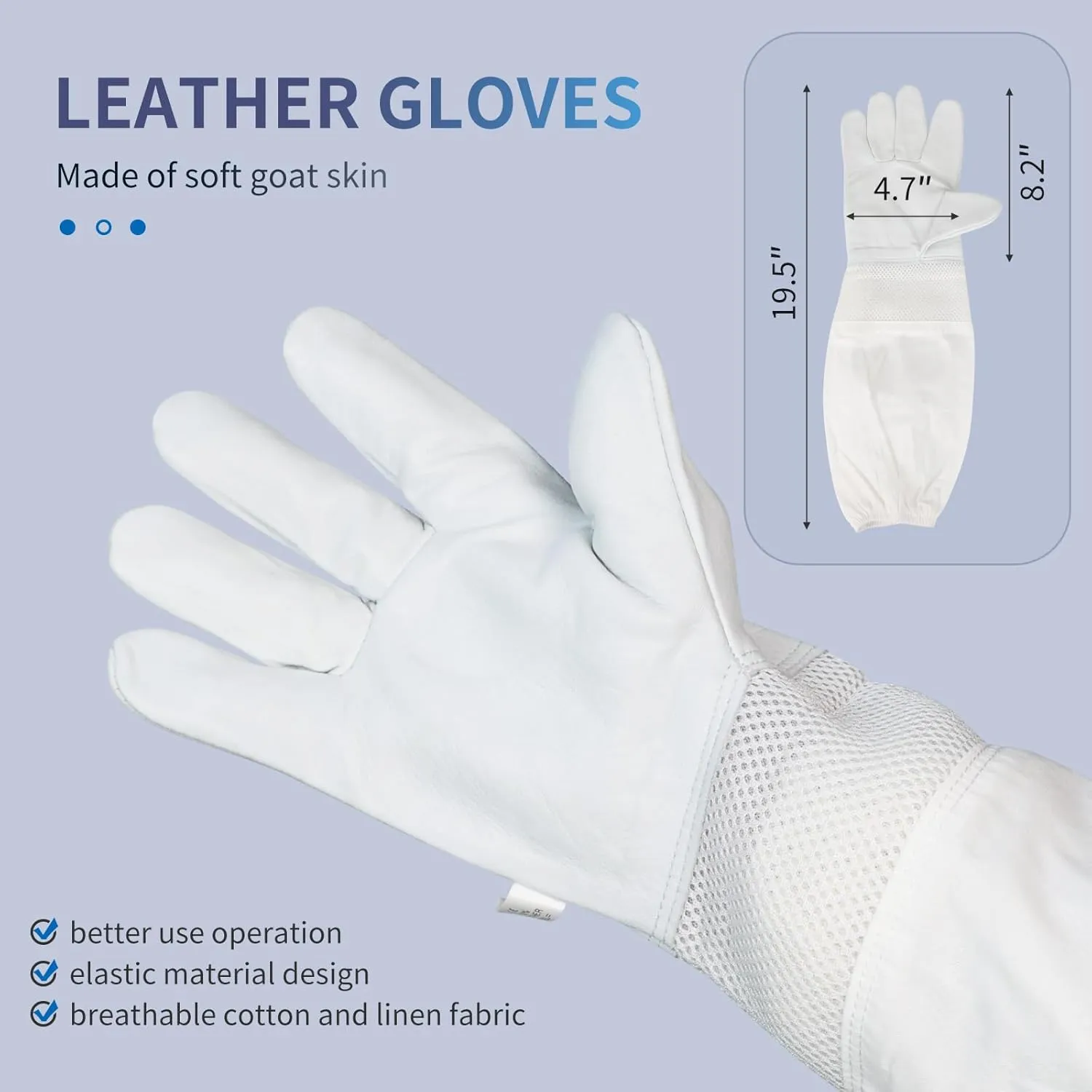 3Layer Beekeeping Suit,Ultra Ventilated Breathable Cotton,Full Beekeeping Suit Equipped with Sheepskin Gloves,Comfortable with Maximum Protection,Commercial & Beginner Beekeepers's Choice(S)