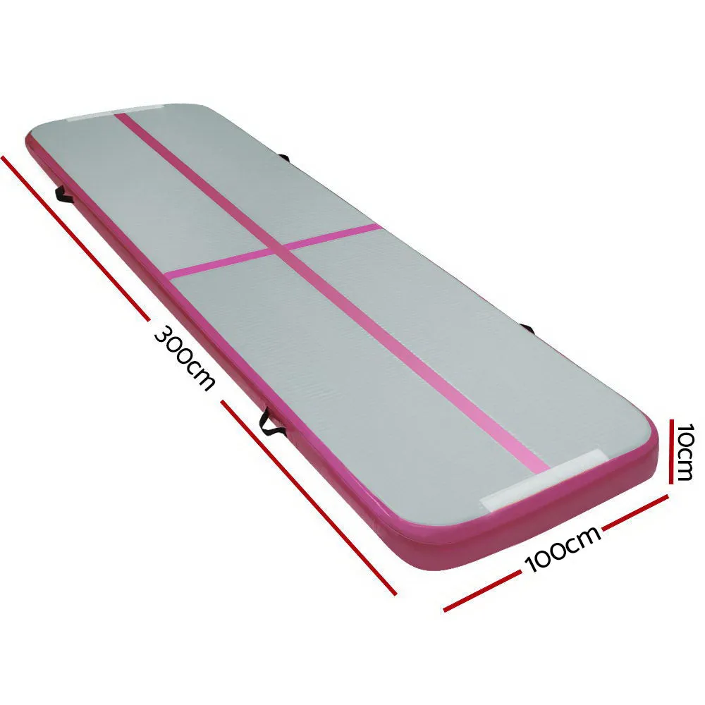 3M Air Track Gymnastics Tumbling Inflatable Exercise Mat 10cm Thick Pink