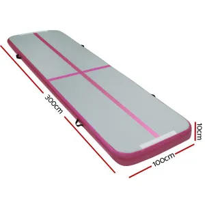 3M Air Track Gymnastics Tumbling Inflatable Exercise Mat 10cm Thick Pink