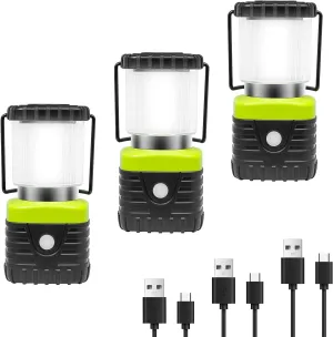 3Packs LED Camping Lantern Rechargeable 1000LM, 4500mAh Power Bank, IP44 Waterproof Lantern Flashlight for Hurricane Emergency, Hiking
