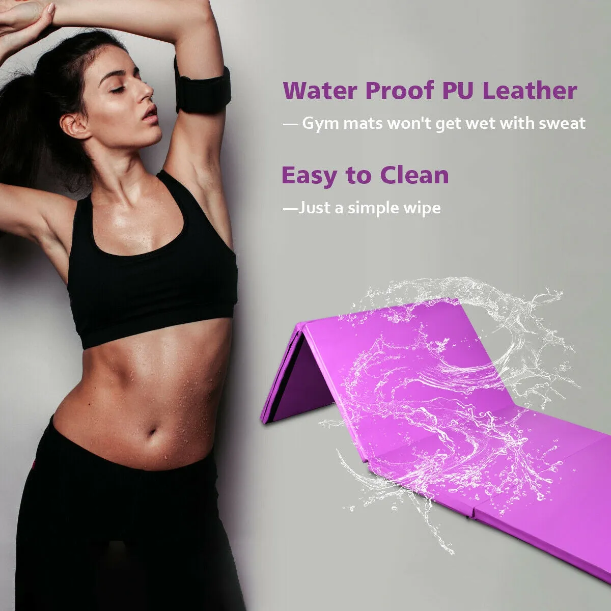 4 Feet x 10 Feet x 2 Inch Folding Gymnastics Tumbling Gym Mat-Pink
