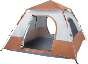 4-PersonCamping Tent,Family Dome Weatherproof Tent with Easy Setup, Included Rainfly and Carry Bag, 2 Windows and 2 Doors for Air Flow for Backpacking, Hiking, or BeachOutdoors