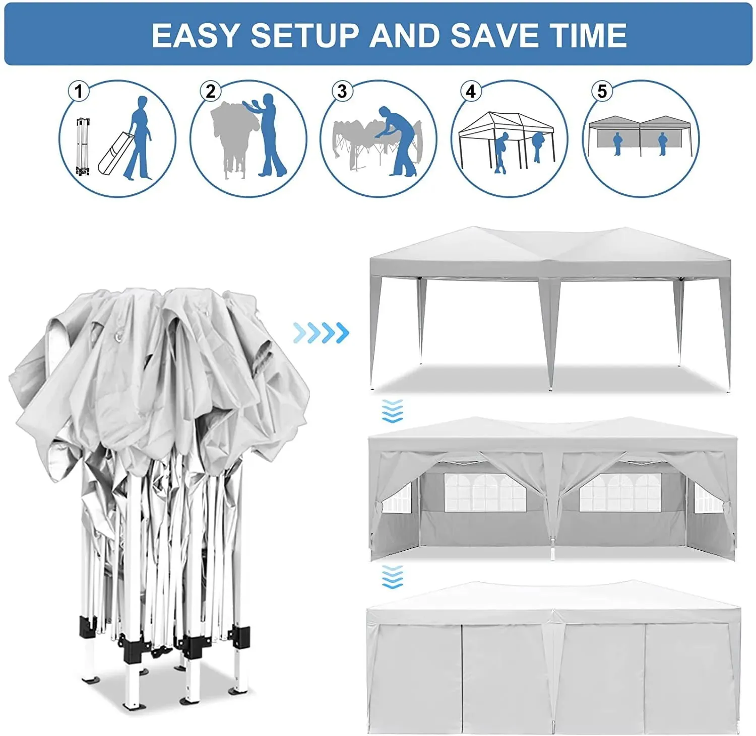4 Pieces 10'X20' Folding Weight Party Outdoor Discounted Bag Carry Tent   Removable Ez Canopy Pop   Portable Bag Sidewalls High-standard 6 Up With