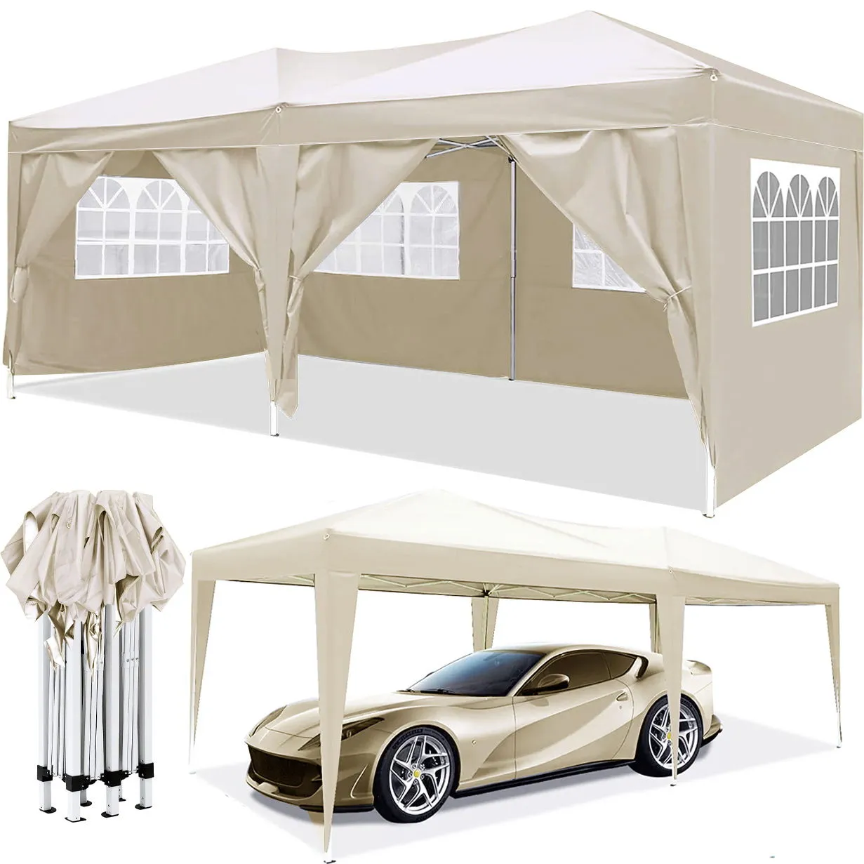 4 Pieces 10'X20' Folding Weight Party Outdoor Discounted Bag Carry Tent   Removable Ez Canopy Pop   Portable Bag Sidewalls High-standard 6 Up With