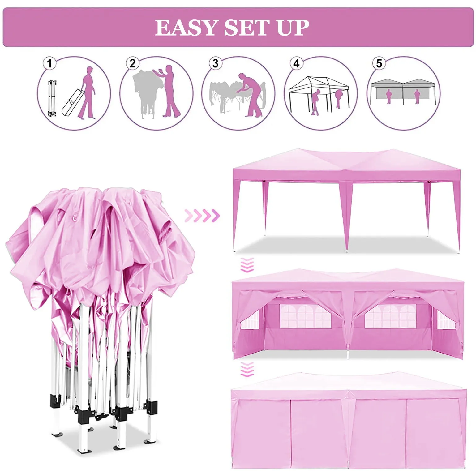 4 Pieces 10'X20' Folding Weight Party Outdoor Discounted Bag Carry Tent   Removable Ez Canopy Pop   Portable Bag Sidewalls High-standard 6 Up With