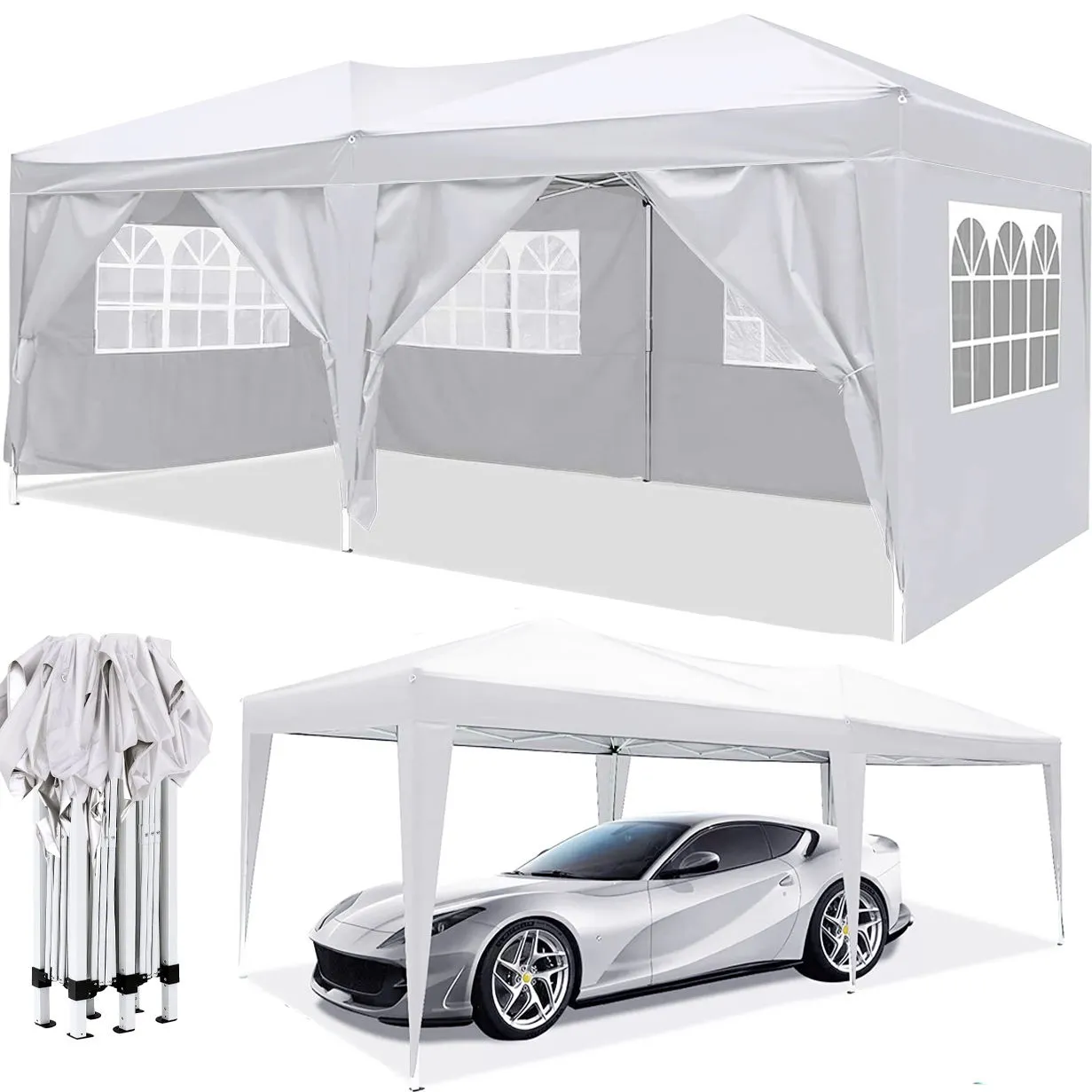 4 Pieces 10'X20' Folding Weight Party Outdoor Discounted Bag Carry Tent   Removable Ez Canopy Pop   Portable Bag Sidewalls High-standard 6 Up With
