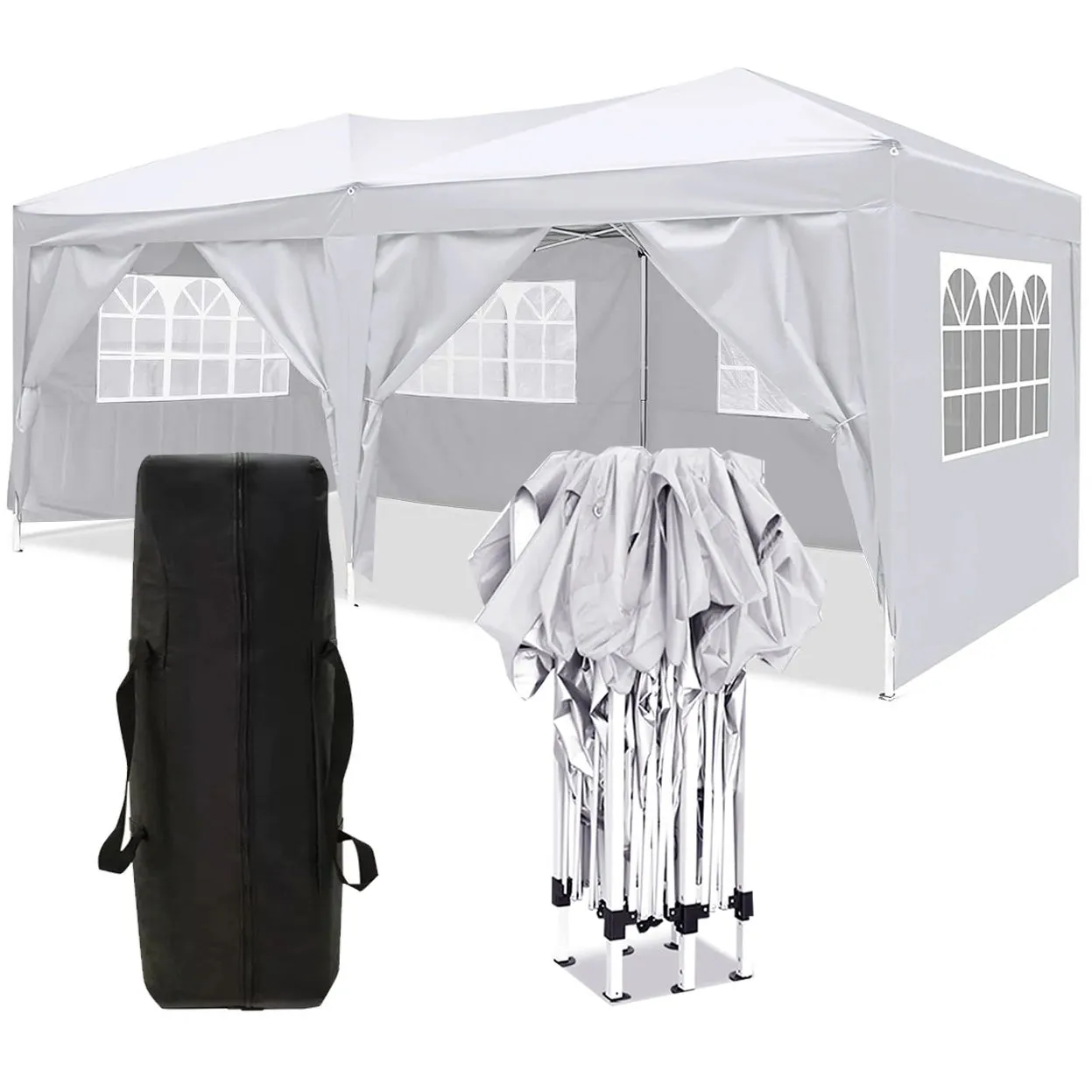 4 Pieces 10'X20' Folding Weight Party Outdoor Discounted Bag Carry Tent   Removable Ez Canopy Pop   Portable Bag Sidewalls High-standard 6 Up With