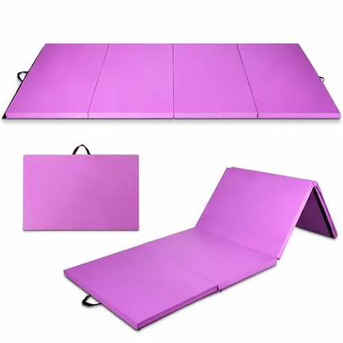 4' x 10' x 2" Folding Gymnastics Tumbling Gym Mat-Pink - Color: Pink