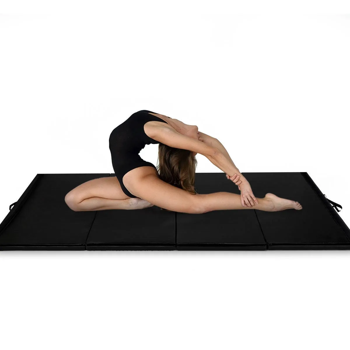 4' x 8' x 2 Inch Folding Panel Exercise Gymnastics Mat-Black