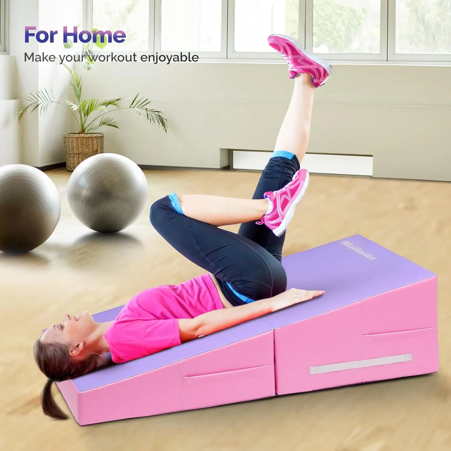 48"x24"x14" Tumbling Mat - Folding Gymnastics Cheese Wedge Mat for Kids, Girls Home Training