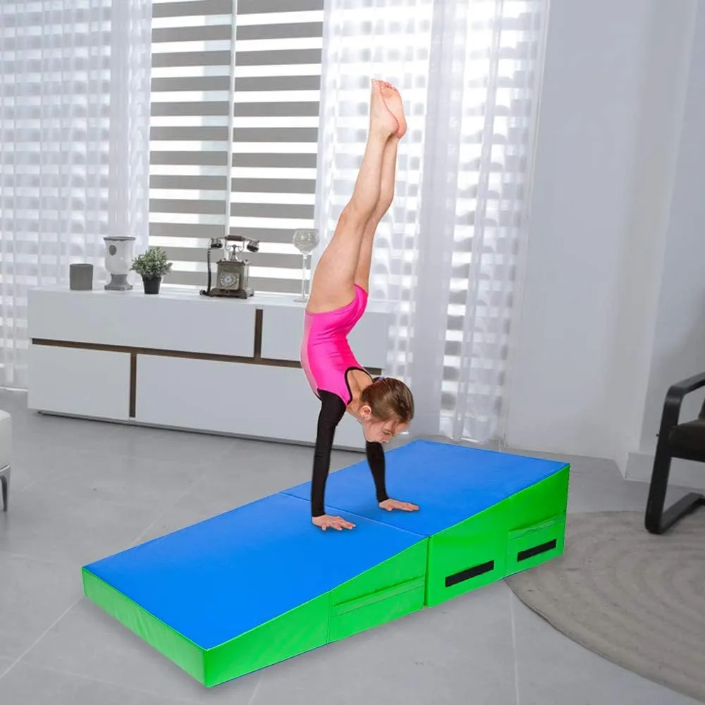 48"x24"x14" Tumbling Mat - Folding Gymnastics Cheese Wedge Mat for Kids, Girls Home Training
