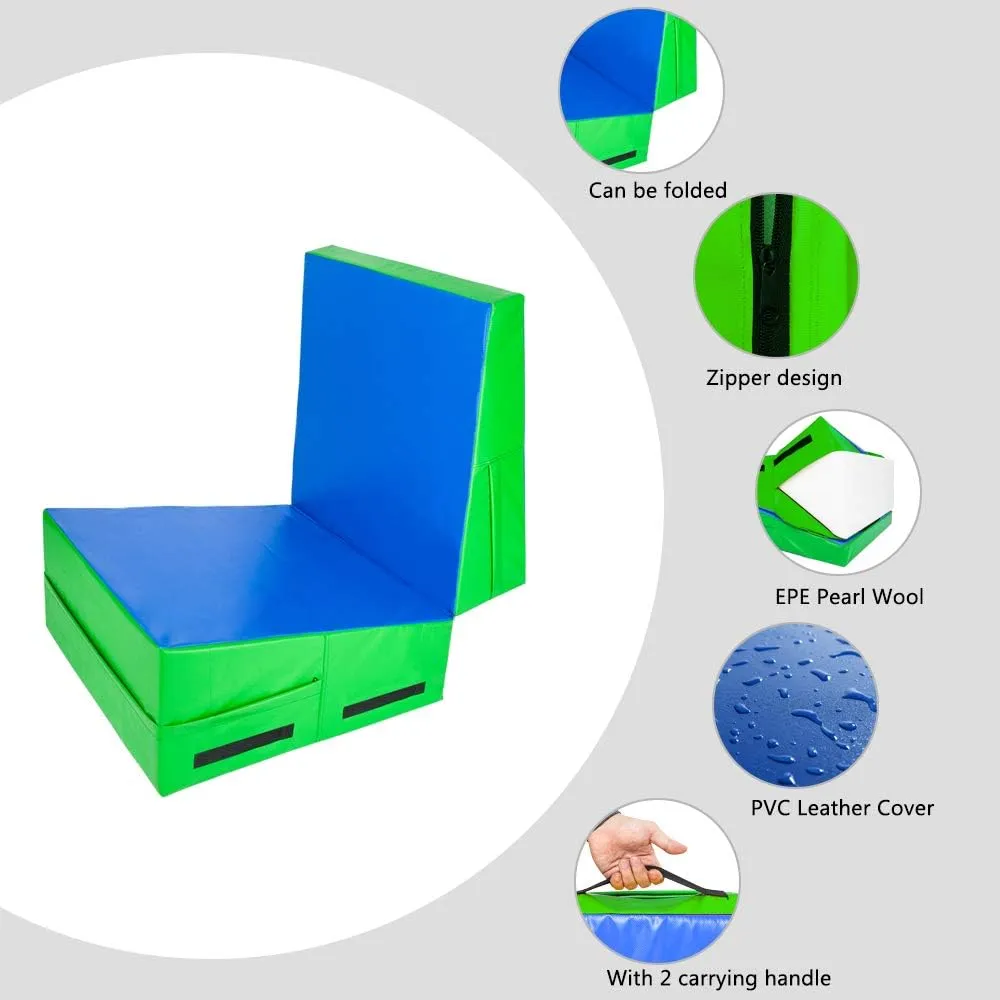 48"x24"x14" Tumbling Mat - Folding Gymnastics Cheese Wedge Mat for Kids, Girls Home Training