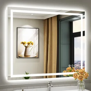 48"x40" LED Bathroom Mirror with Lights, Backlit & Front Lit, Anti-Fog Lighted Bathroom Vanity Mirror for Wall, Memory Function, Dimmable, HD Tempered Glass, Shatter-Proof