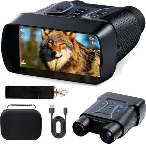 4K Night Vision Goggles - 1312 FT Full Color Infrared Nightvision Binoculars with 8X Digital Zoom, 4.5'' HD Screen for Camping & Wildlife Observation