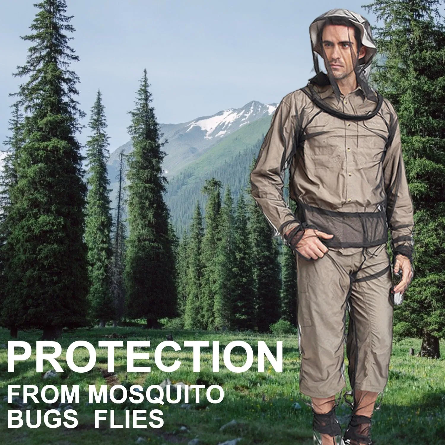 4Pcs Mosquito Suit for Adults, Full Body Mesh Bug Protection Jacket and Pants Set, Outdoor Protection from Bugs