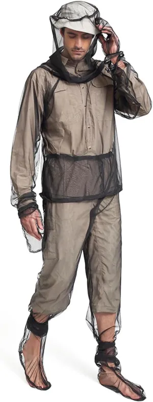 4Pcs Mosquito Suit for Adults, Full Body Mesh Bug Protection Jacket and Pants Set, Outdoor Protection from Bugs