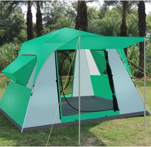 5-8 Person Camping Tent Pop Up Tent with Zipped Double Door and Carrying Bag Instant Family Tent for Outdoor Hiking Camping Beach Garden (Green 5) (Green 5) (Green 5)