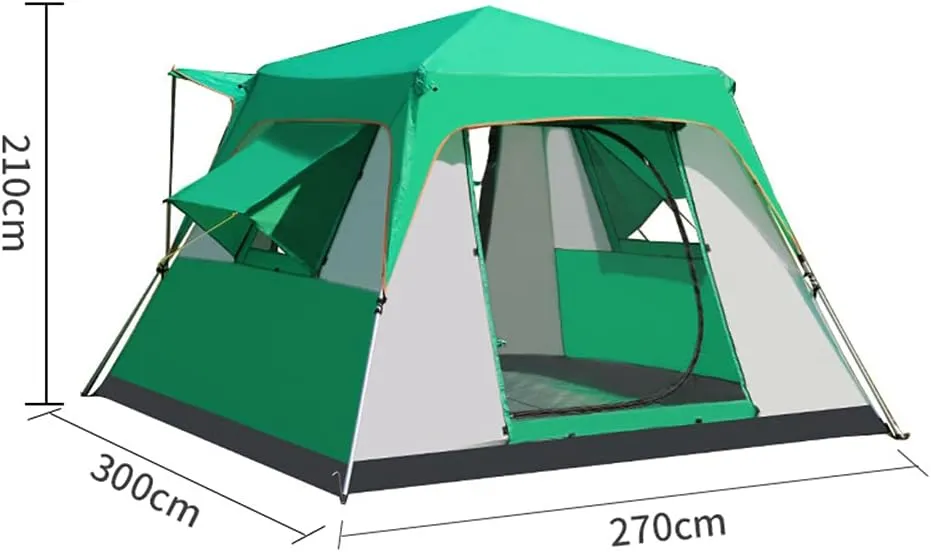 5-8 Person Camping Tent Pop Up Tent with Zipped Double Door and Carrying Bag Instant Family Tent for Outdoor Hiking Camping Beach Garden (Green 5) (Green 5) (Green 5)