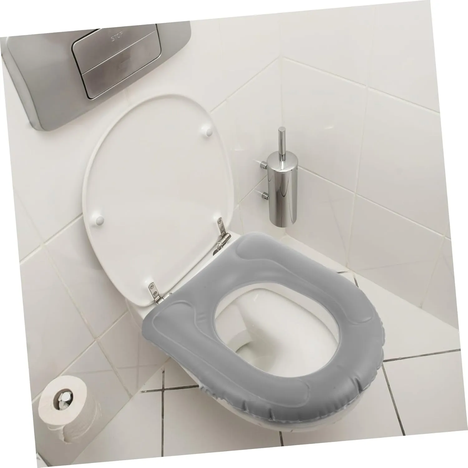 5pcs Padded Toilet Seat Cushion Inflatable Toilet Seat Pad PVC Suction Cup Storage Bag Easy Install Elderly Travel Friendly