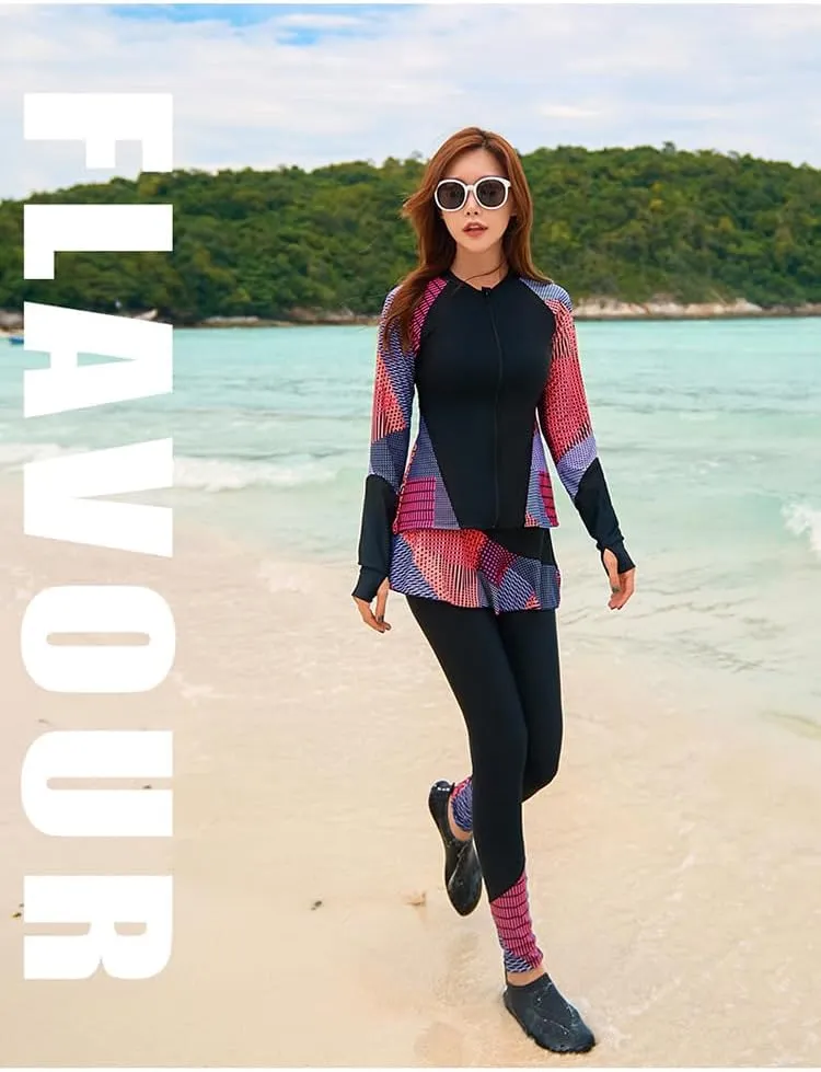 5Pcs/Set Women Burkini Swimsuits Modest Muslim Swimwear Long Sleeve Full Cover Top Swim Pants ​Bathing Suits