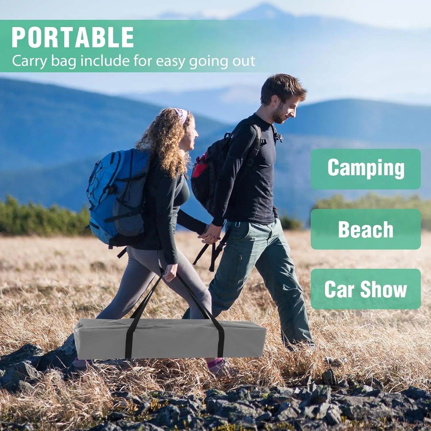 5'x5' Pop up Canopy Tent with One Removable Sidewall, Instant Easy Set up Outdoor Canopy Commercial Sun Shelter with Carry Bag, Neon Green