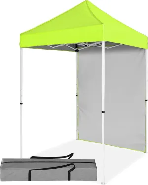 5'x5' Pop up Canopy Tent with One Removable Sidewall, Instant Easy Set up Outdoor Canopy Commercial Sun Shelter with Carry Bag, Neon Green