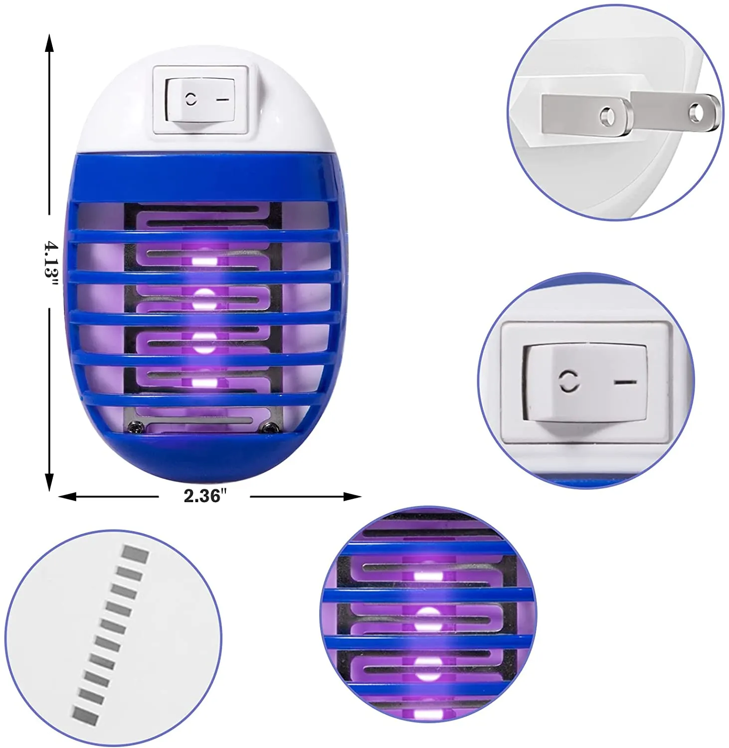6 Pack Bug Zapper Indoor Mosquito Zapper, Fly Zapper Electronic Mosquito Killer with LED Light for Patio, Bedroom, Kitchen, Office