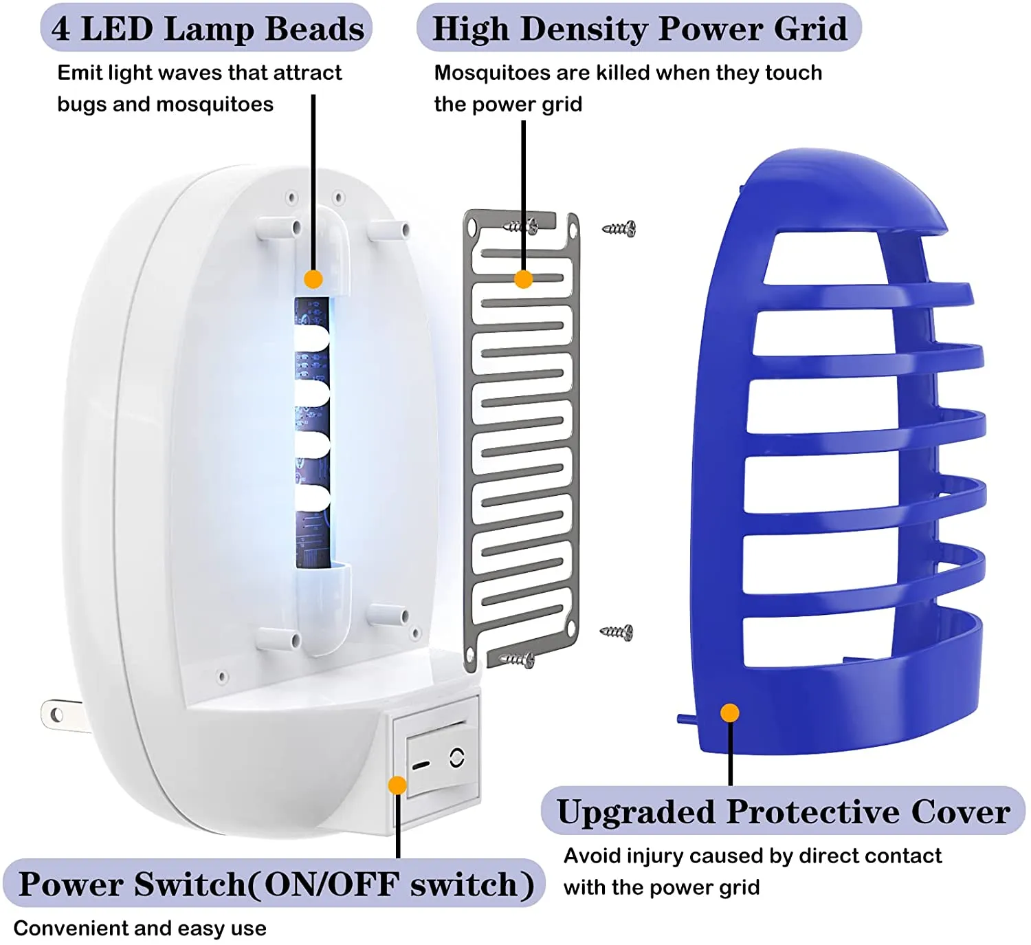 6 Pack Bug Zapper Indoor Mosquito Zapper, Fly Zapper Electronic Mosquito Killer with LED Light for Patio, Bedroom, Kitchen, Office