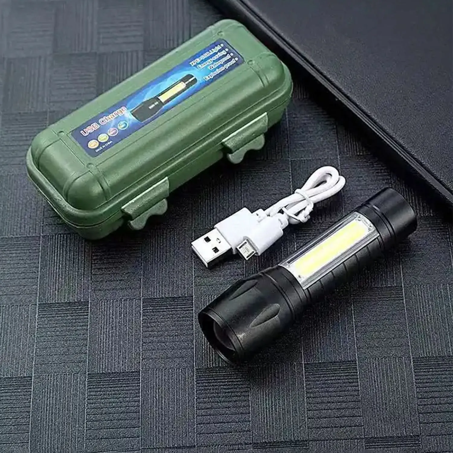 7526 Led Flashlight Rechargeable Usb Mini Torch Ultra Brightest Zoom Flash Light Handheld Pocket Compact Portable Tiny Lamp With Cob Side Lantern High Power Tactical Travel Emergency Flashlights