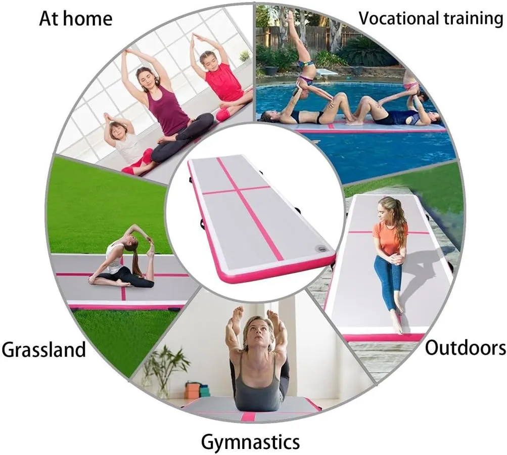 8 Inch Thick 27ft /30ft/40ft/50ft Inflatable Air Mat Tumble Track Gymnastic Air Floor Mat with Electric Pump For Home Edition
