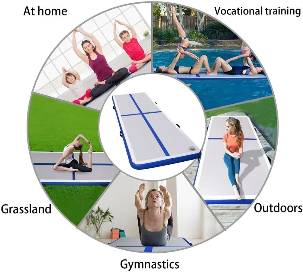 8 Inch Thick 27ft /30ft/40ft/50ft Inflatable Air Mat Tumble Track Gymnastic Air Floor Mat with Electric Pump For Home Edition