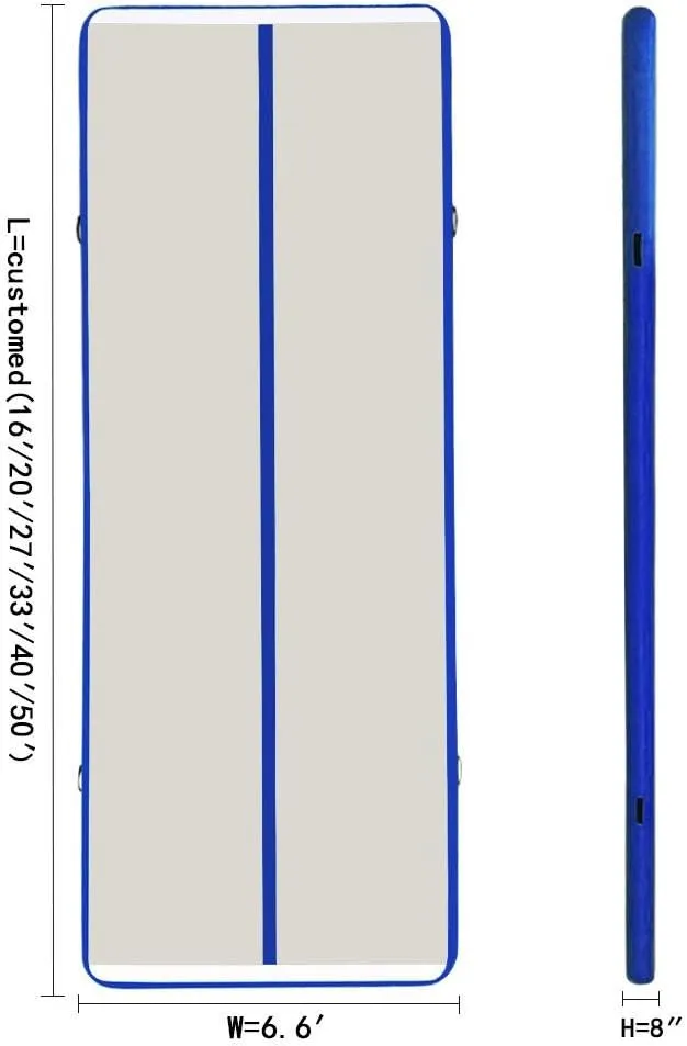 8 Inch Thick 27ft /30ft/40ft/50ft Inflatable Air Mat Tumble Track Gymnastic Air Floor Mat with Electric Pump For Home Edition
