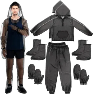 8 Pcs Large Mesh Mosquito Net Suit Include Bug Jackets (Can Cover Head) Pants Socks Mittens Full Body Insect Net Suit Mosquito Clothing for Adult Women Men Outdoor Gardening Fishing, L/XL