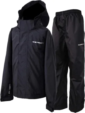 Acmelogy Rain Suit (Jacket   Pants), 100% Waterproof, Breathable, Taped Seam, 10000mm/3000gm, YKK Zipper (Kid's, 8, Black)
