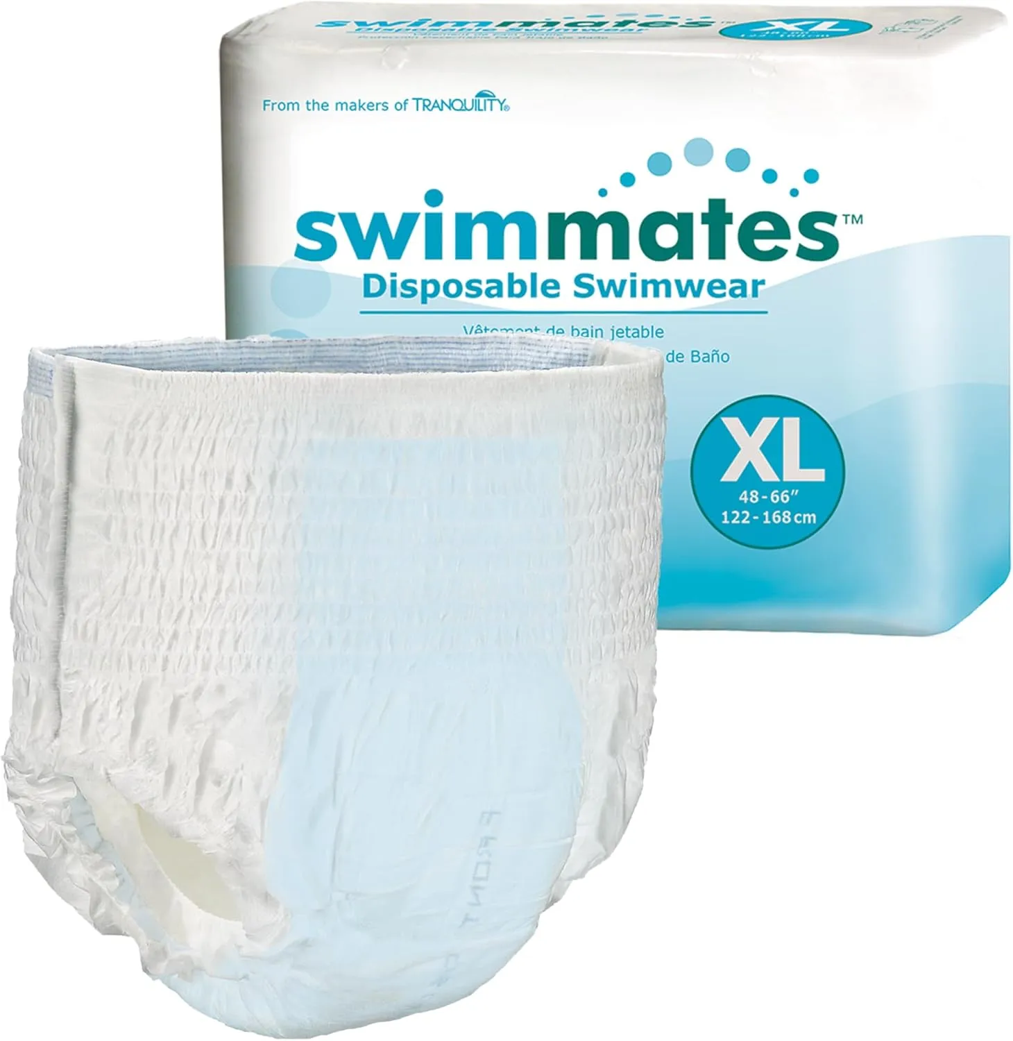 Adult Swim Underwear, Pull-Up with Tear-Away Side Seams, Unisex, Disposable, X-Large (56"- 64" Waist), 14 Count (Pack of 1)