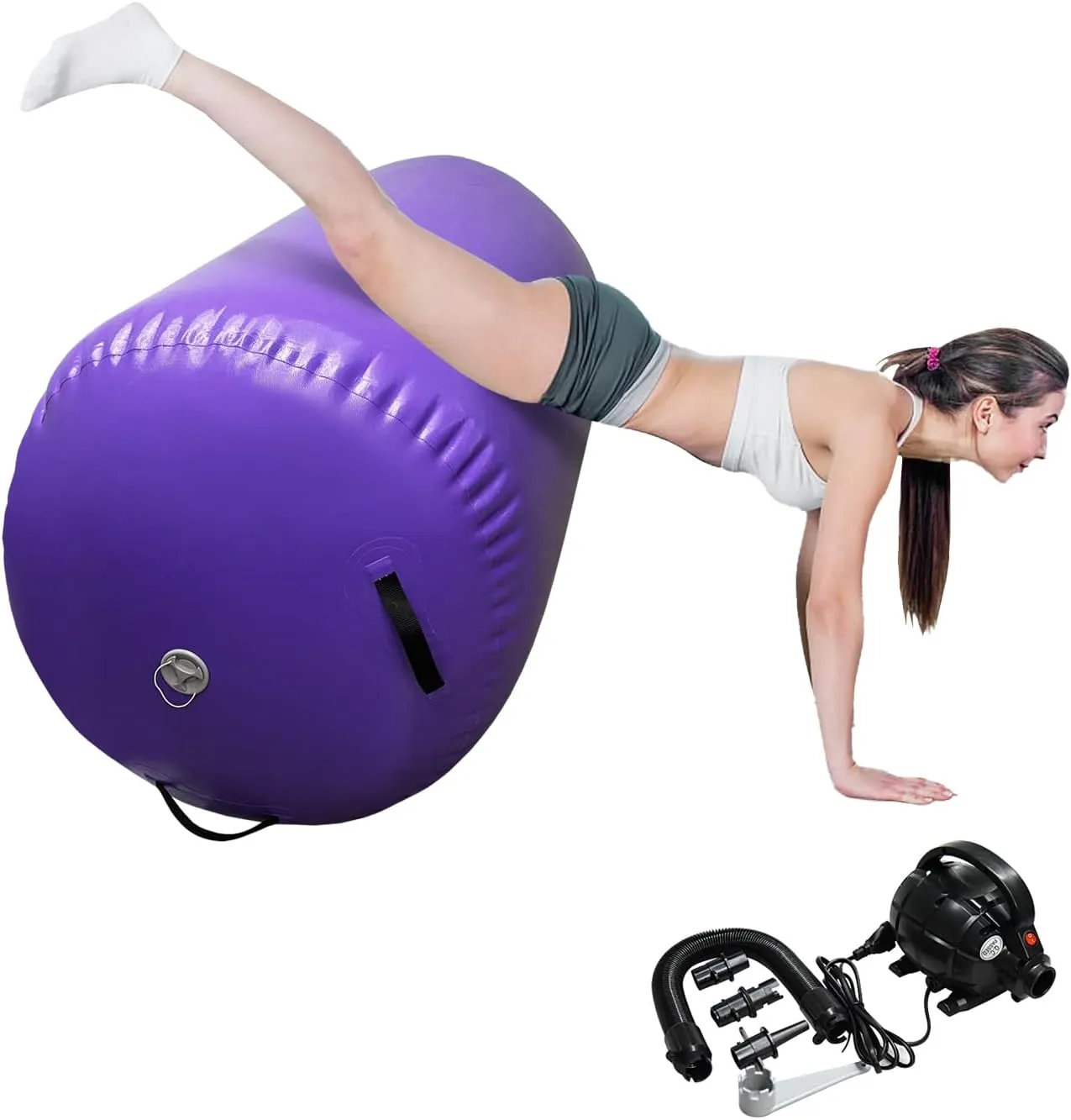 Air Barrel Back Roller Inflatable Tumbling Mat with Electric Pump,Tumble Track Gymnastic Equipment Exercise Mats for Home Use,Gym Training,Cheer leading,Yoga…