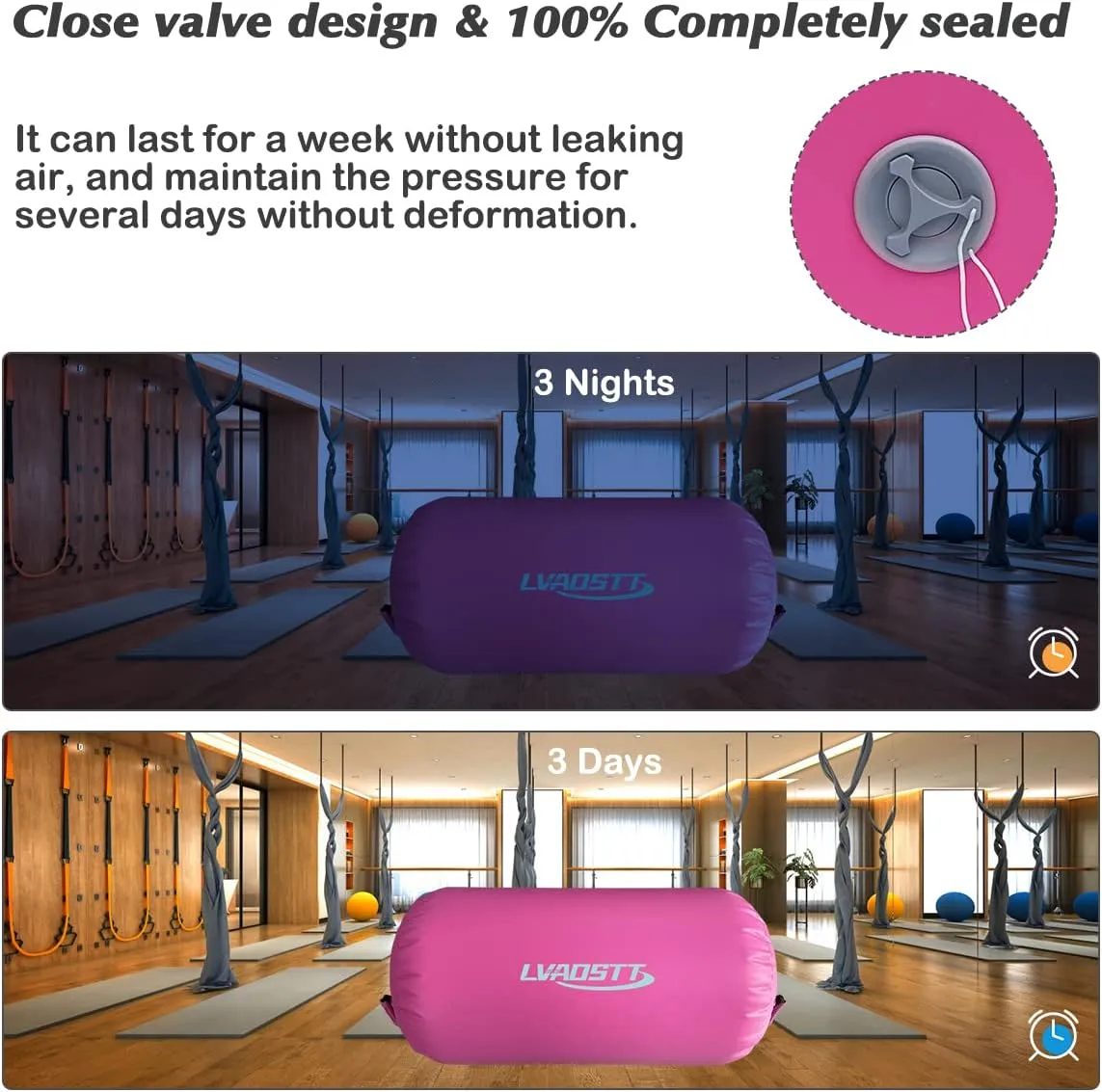 Air Barrel Gymnastics Roller Air Spot, Inflatable Tumbling Mat Tumble Track Gymnastic Equipment Balance Cylinder with Pump for Yoga Cheerleading Home Use Gym