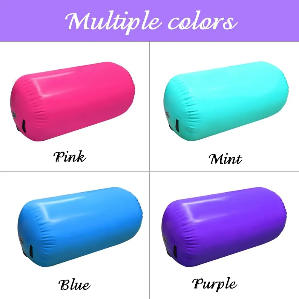 Air Barrel Gymnastics Roller Inflatable Tumbling Mat, Back Handspring Training Air Mat Tumble Track Gymnastics Equipment For Home Use, Gym Training, Yoga Balance Exercise, Cheerleading with Electric Pump
